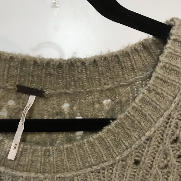 Free People Pointelle High Low Sweater Wool Small - Picture 8 of 10
